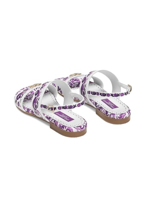 Sandali Bianchi Con Stampa Maiolica Viola DOLCE & GABBANA KIDS | D10819-A1114I03TN